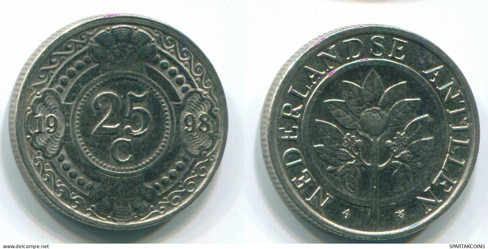 25 CENTS 1998 NIEDERLÄNDISCHE ANTILLEN Nickel Koloniale Münze #S11301.D.A - Antilles Néerlandaises