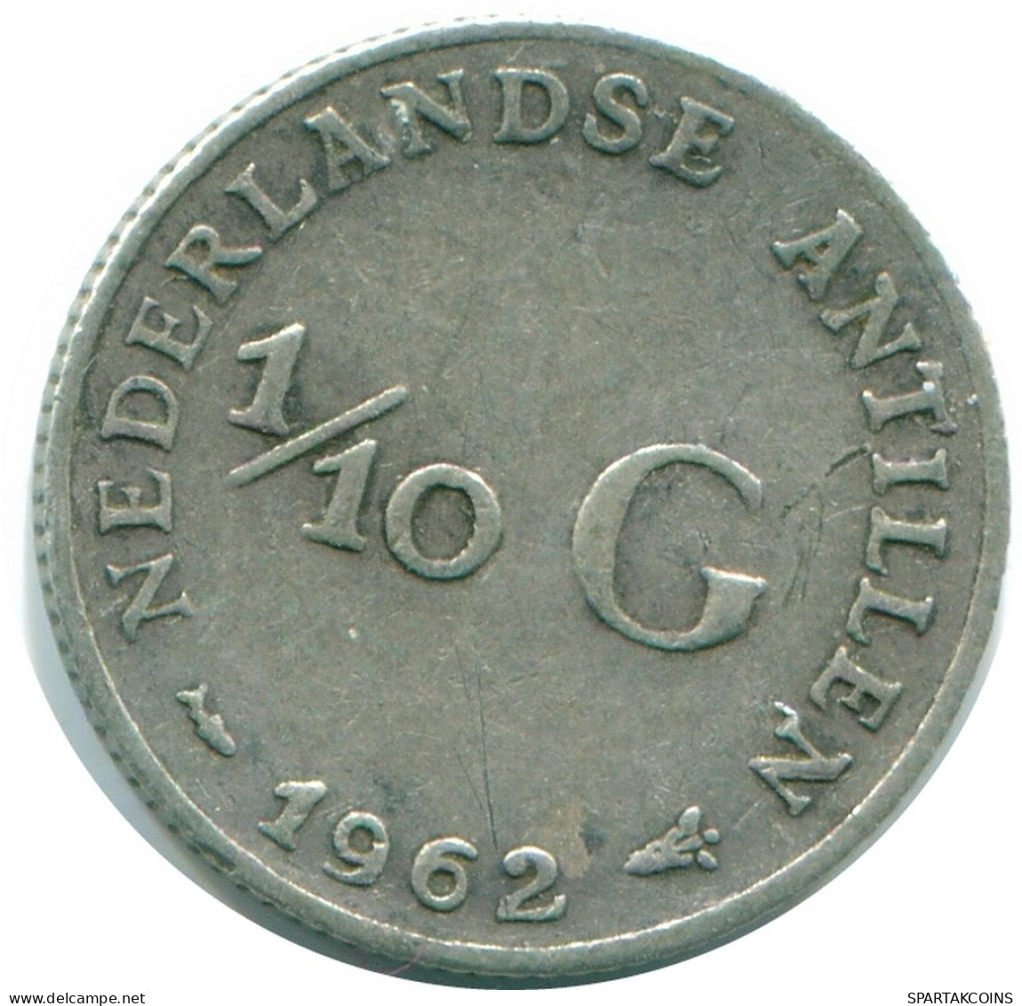1/10 GULDEN 1962 ANTILLAS NEERLANDESAS PLATA Colonial Moneda #NL12391.3.E.A - Antilles Néerlandaises