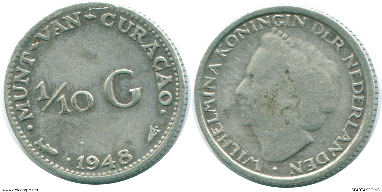 1/10 GULDEN 1948 CURACAO NIEDERLANDE SILBER Koloniale Münze #NL11897.3.D.A - Curaçao