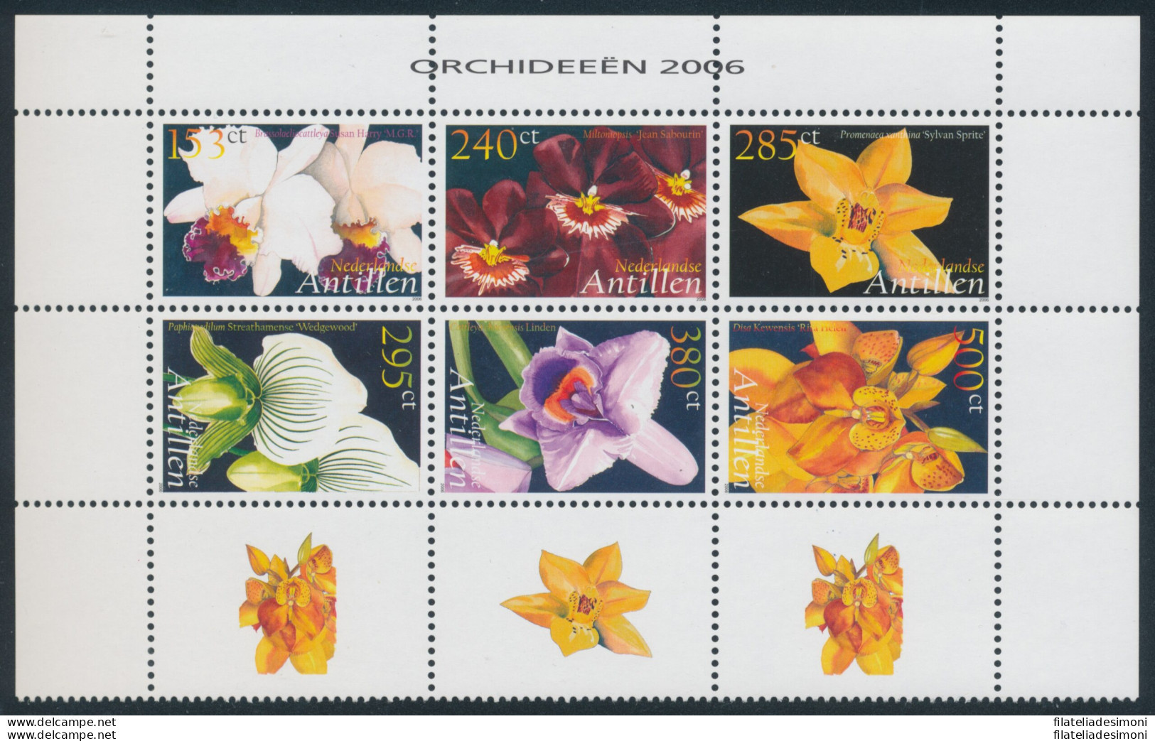 2006 Antille Olandesi - Fiori Orchidee - Catalogo Yvert N. 1592-97 - Blocco Di 6 Valori - MNH** - Other & Unclassified