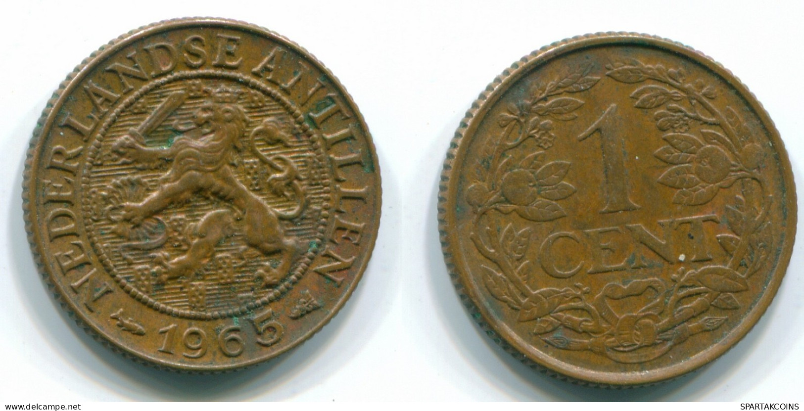 1 CENT 1965 NETHERLANDS ANTILLES Bronze Fish Colonial Coin #S11125.U.A - Antilles Néerlandaises