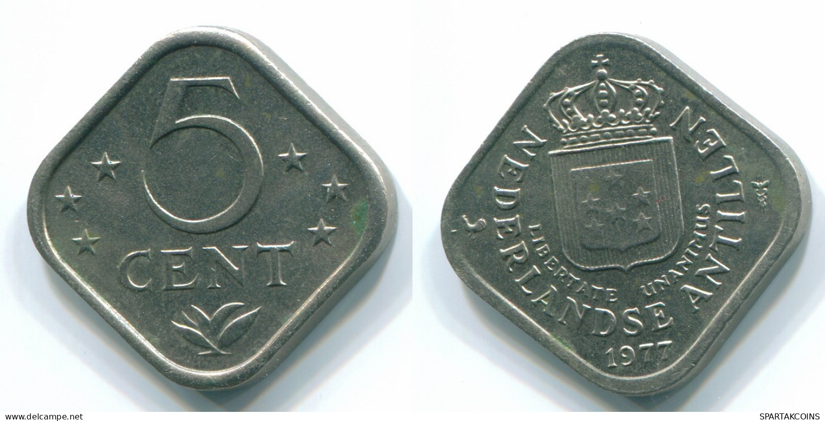5 CENTS 1977 ANTILLAS NEERLANDESAS Nickel Colonial Moneda #S12271.E.A - Niederländische Antillen