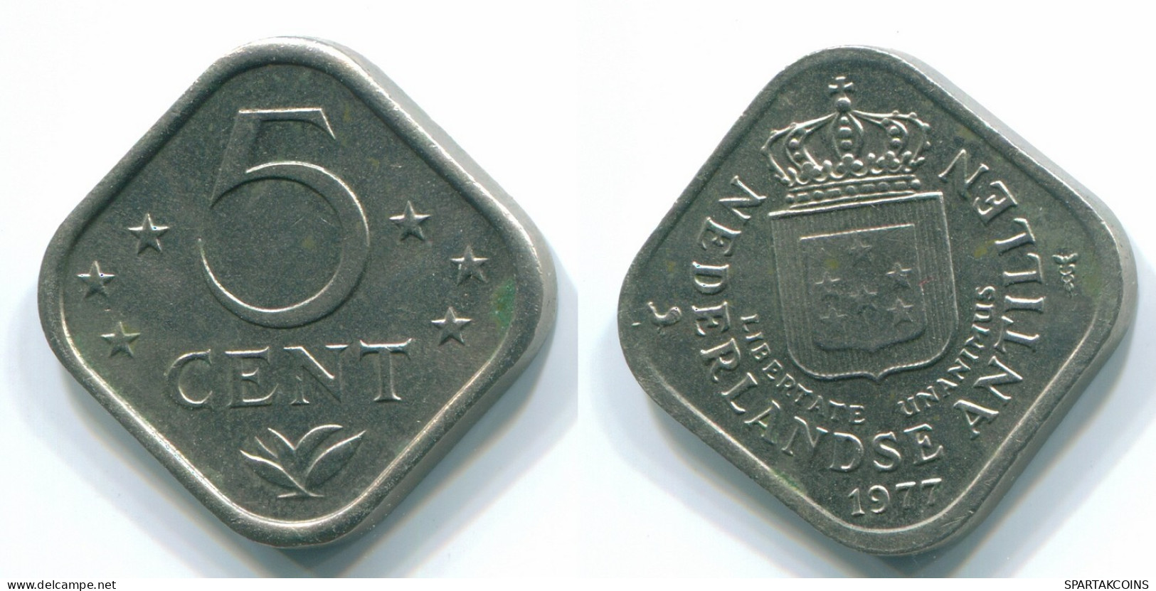 5 CENTS 1977 ANTILLAS NEERLANDESAS Nickel Colonial Moneda #S12271.E.A - Netherlands Antilles