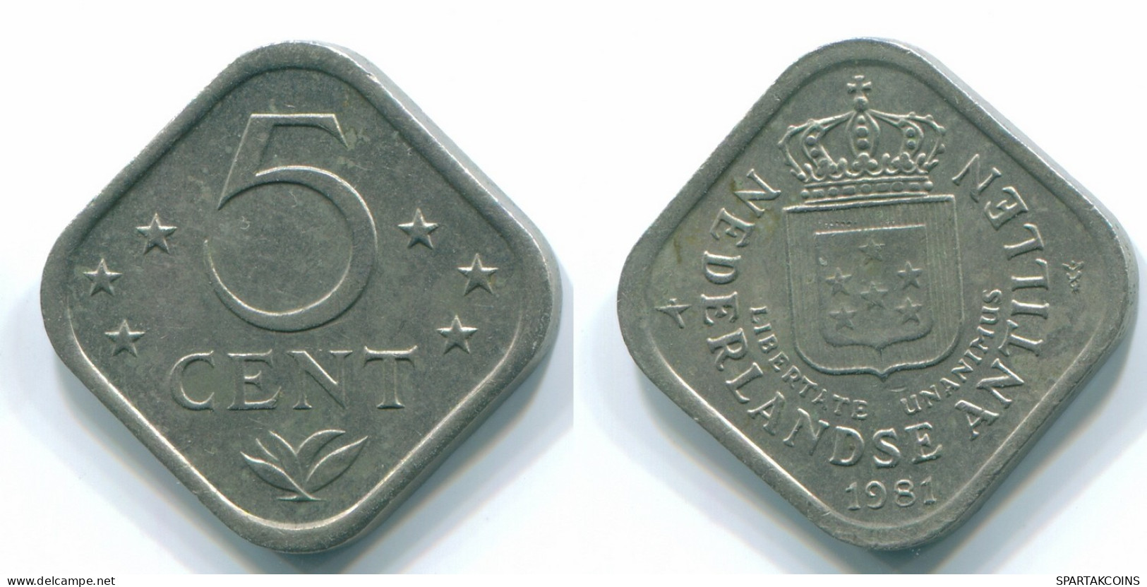 5 CENTS 1981 NETHERLANDS ANTILLES Nickel Colonial Coin #S12345.U.A - Niederländische Antillen