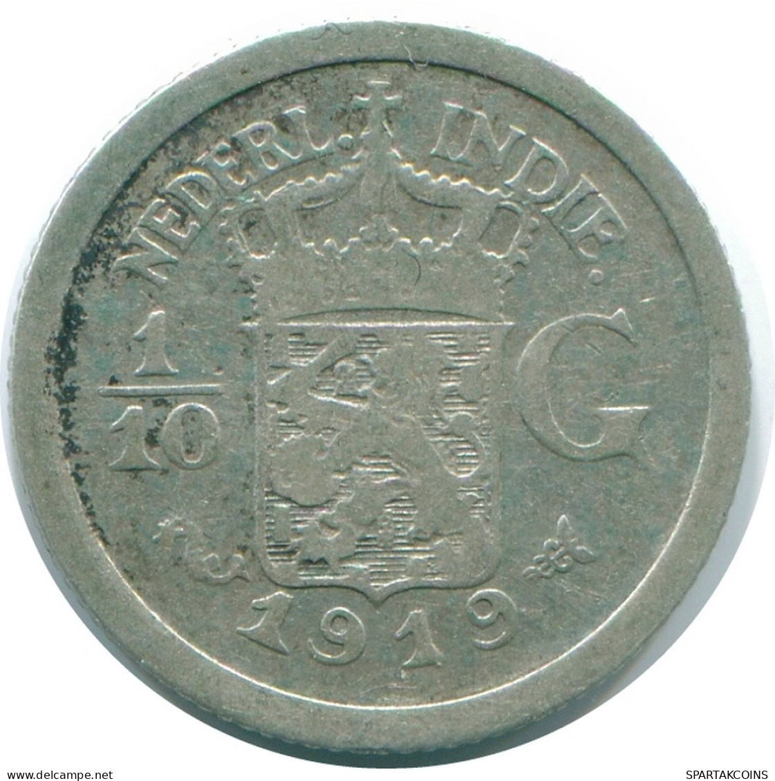 1/10 GULDEN 1919 INDIAS ORIENTALES DE LOS PAÍSES BAJOS PLATA #NL13340.3.E.A - Indes Néerlandaises
