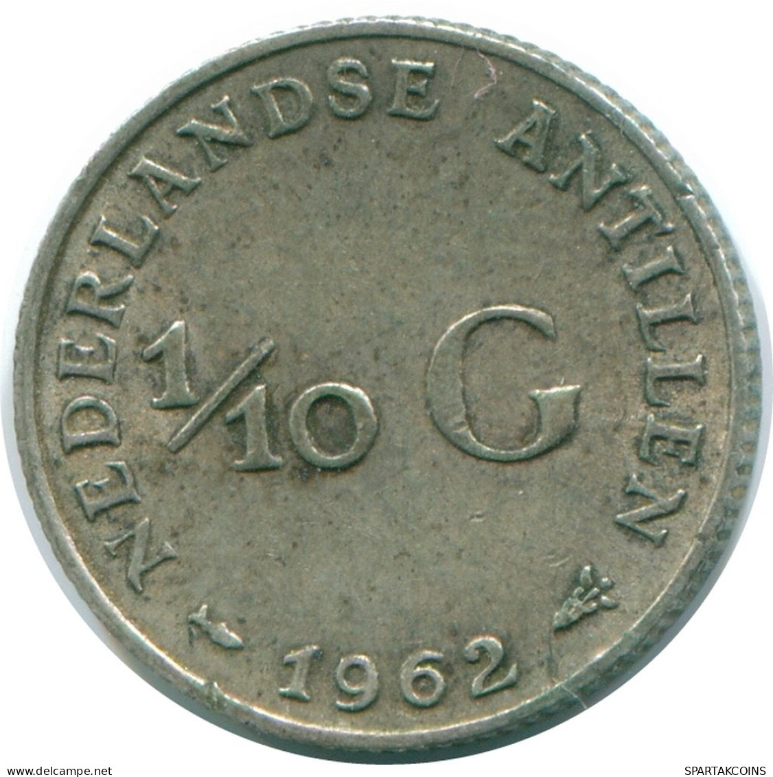 1/10 GULDEN 1962 ANTILLAS NEERLANDESAS PLATA Colonial Moneda #NL12437.3.E.A - Antille Olandesi