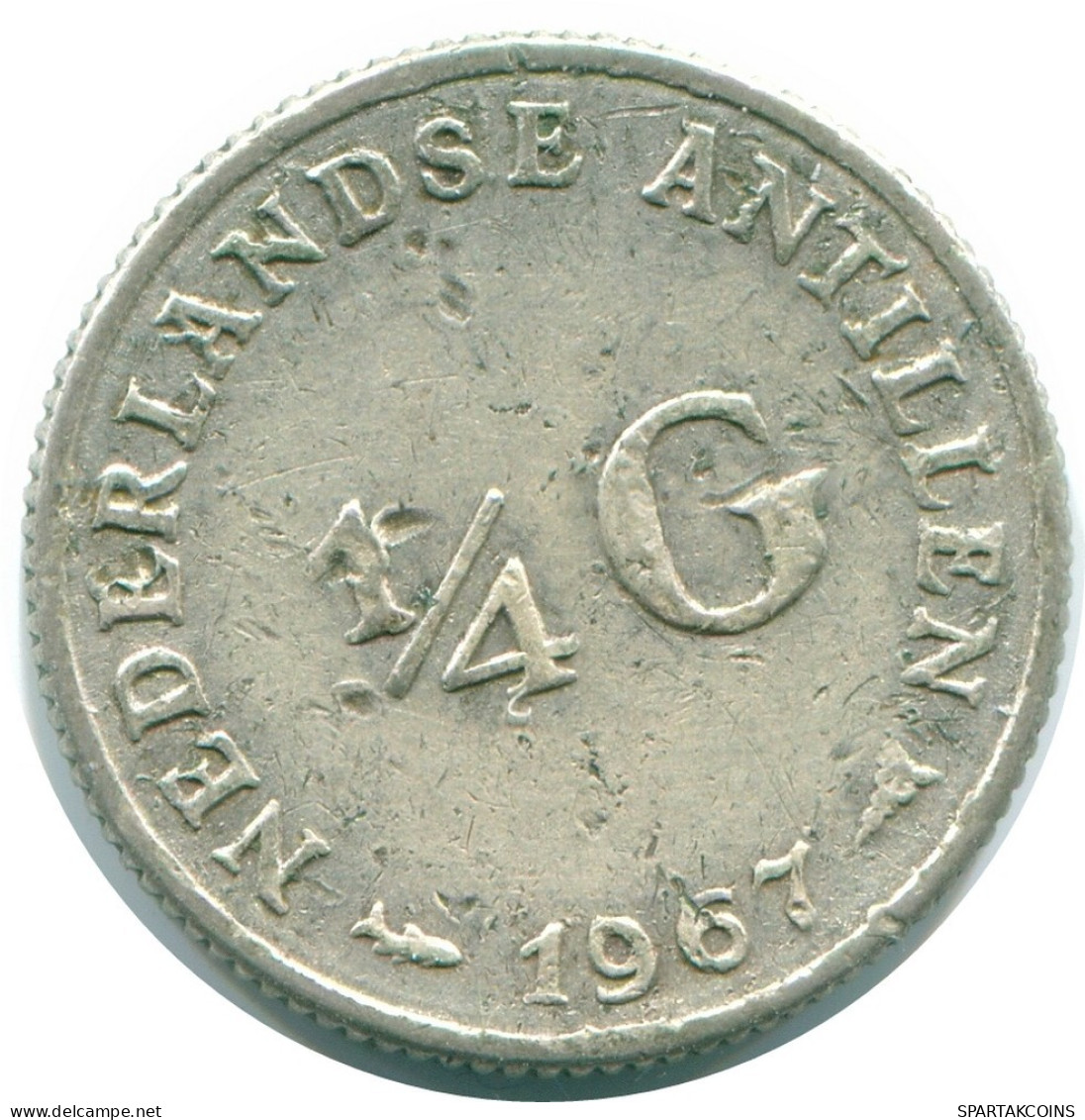 1/4 GULDEN 1967 ANTILLAS NEERLANDESAS PLATA Colonial Moneda #NL11571.4.E.A - Netherlands Antilles