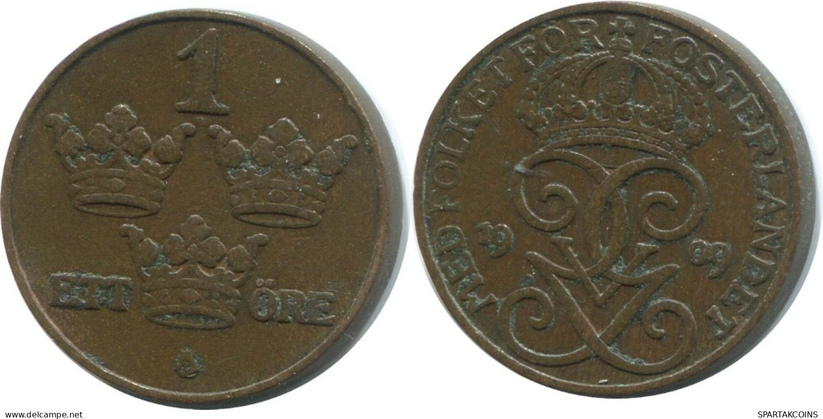 1 ORE 1909 SWEDEN Coin #AD399.2.U.A - Schweden