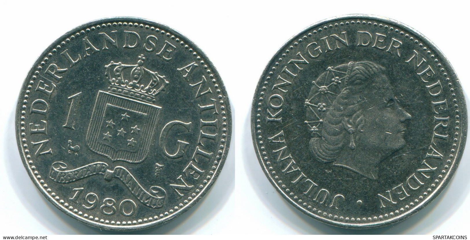 1 GULDEN 1980 NETHERLANDS ANTILLES Nickel Colonial Coin #S12041.U.A - Nederlandse Antillen
