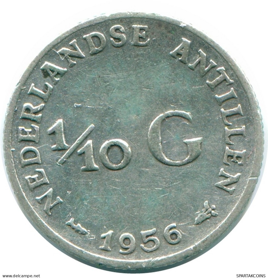 1/10 GULDEN 1956 NETHERLANDS ANTILLES SILVER Colonial Coin #NL12083.3.U.A - Nederlandse Antillen
