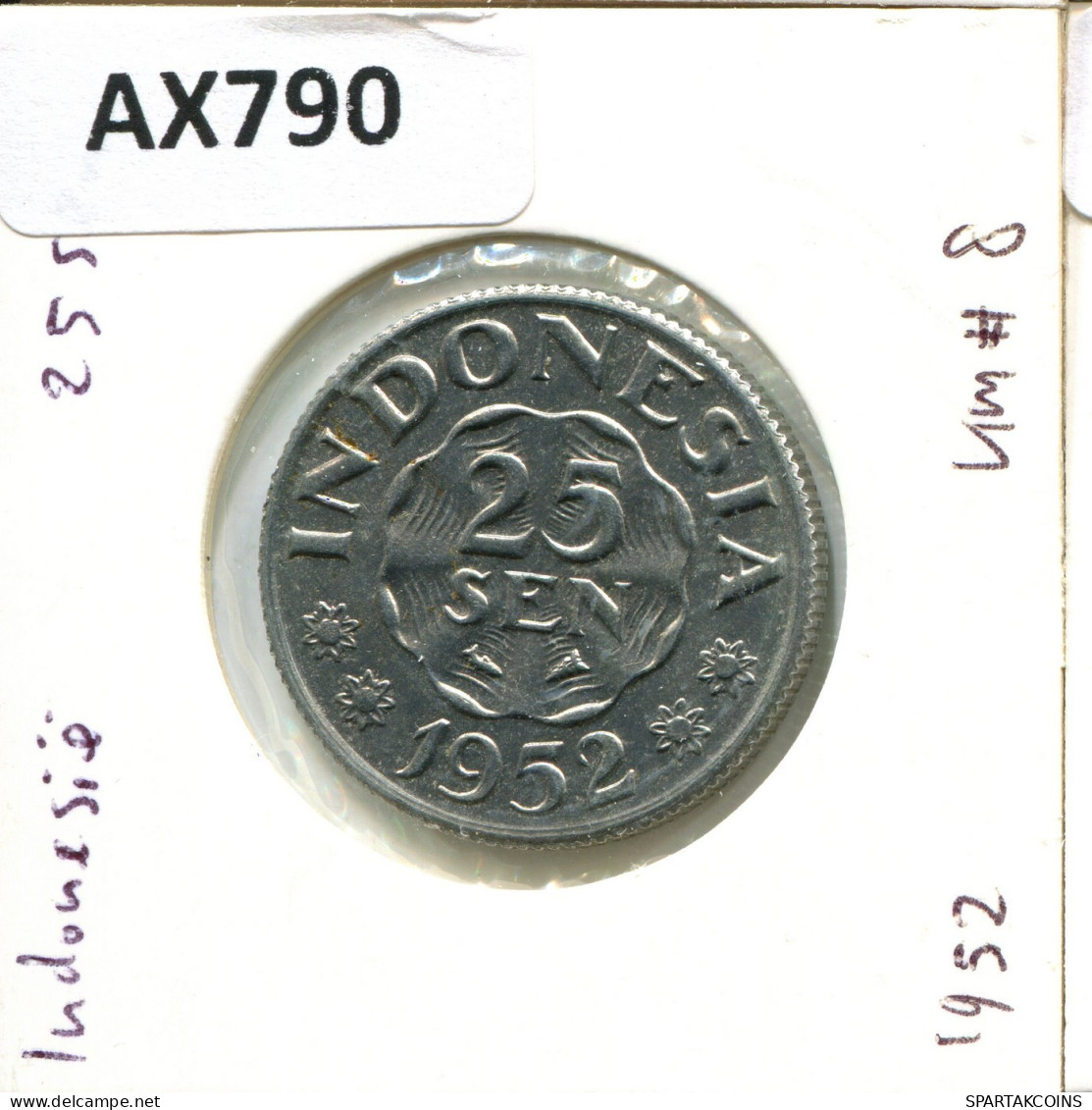 25 SEN 1952 INDONESIA Moneda #AX790.E.A - Indonesië