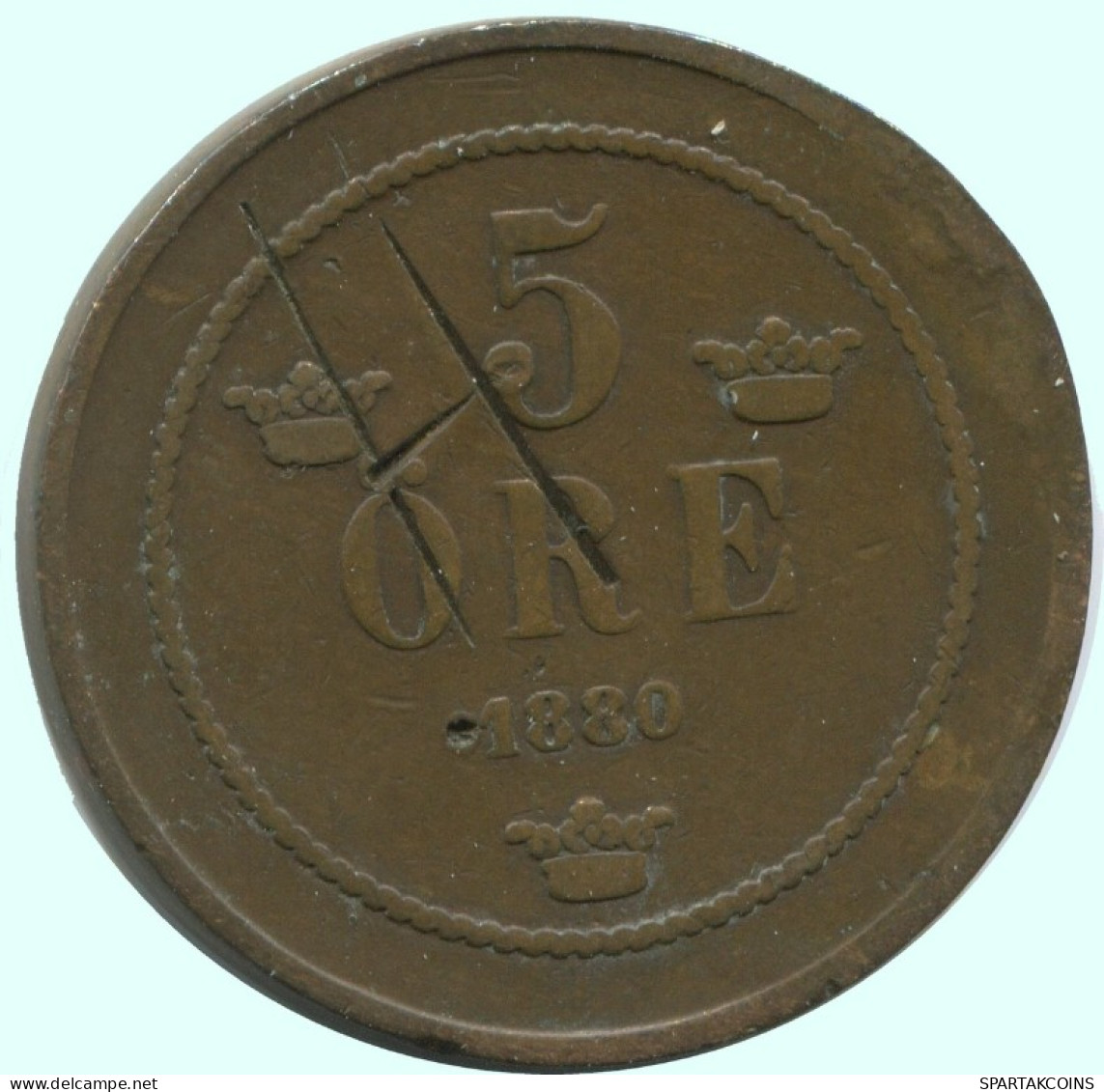 5 ORE 1880 SUÈDE SWEDEN Pièce #AC596.2.F.A - Sweden