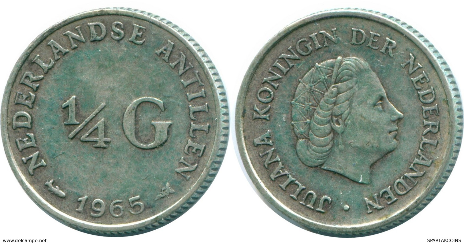 1/4 GULDEN 1965 ANTILLAS NEERLANDESAS PLATA Colonial Moneda #NL11371.4.E.A - Netherlands Antilles
