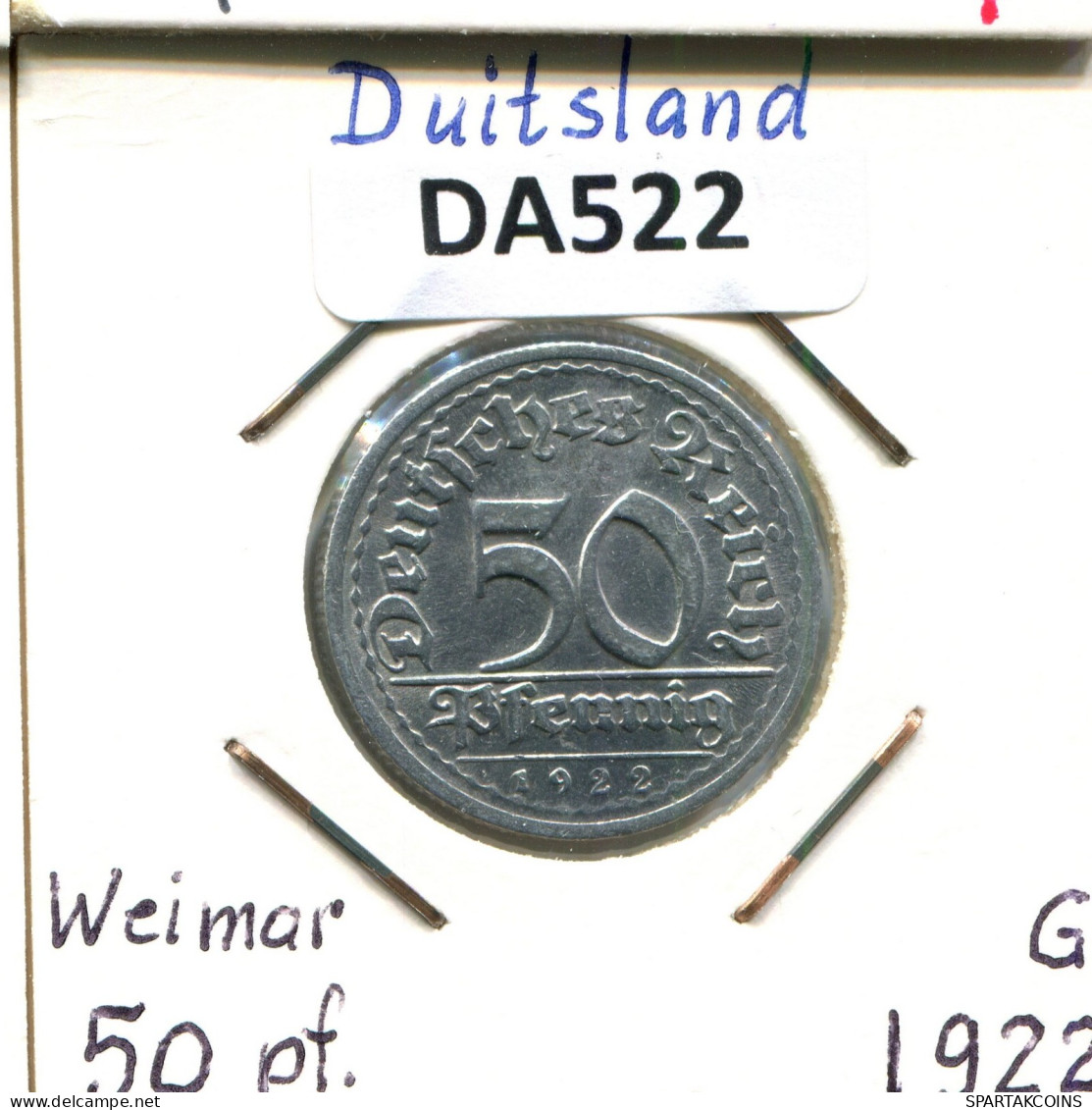 50 PFENNIG 1922 G DEUTSCHLAND Münze GERMANY #DA522.2.D.A - 50 Renten- & 50 Reichspfennig