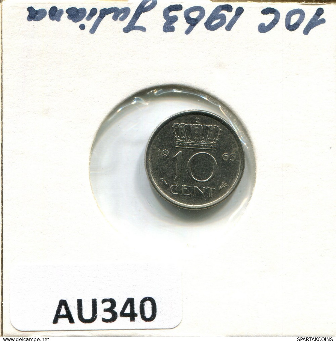 10 CENT 1963 NETHERLANDS Coin #AU340.U.A - 1948-1980: Juliana