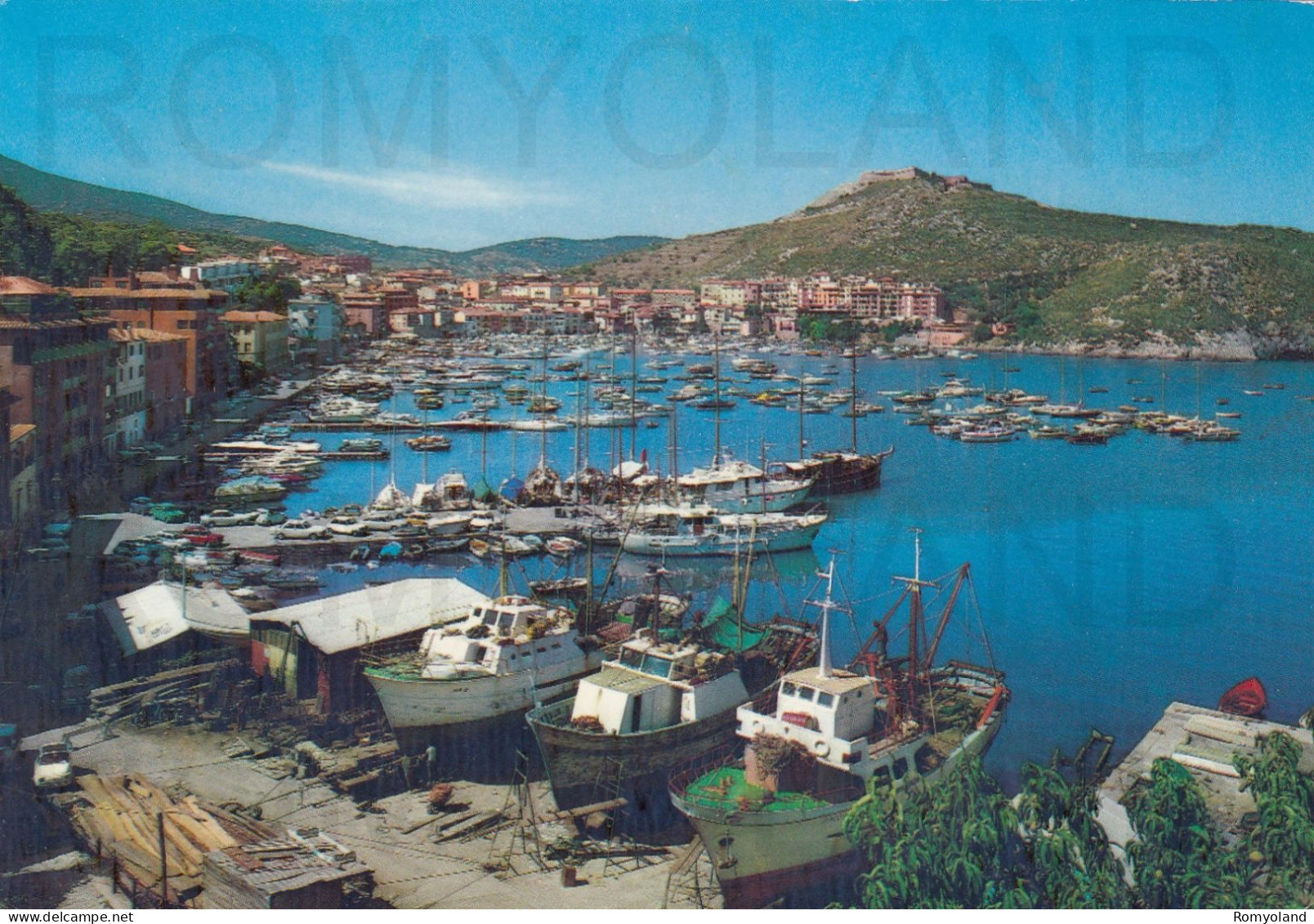 CARTOLINA  C14 PORTO ERCOLE,GROSSETO,TOSCANA-IL PORTO E PANORAMA-VACANZA,SPIAGGIA,BARCHE,BELLA ITALIA,VIAGGIATA 1974 - Grosseto