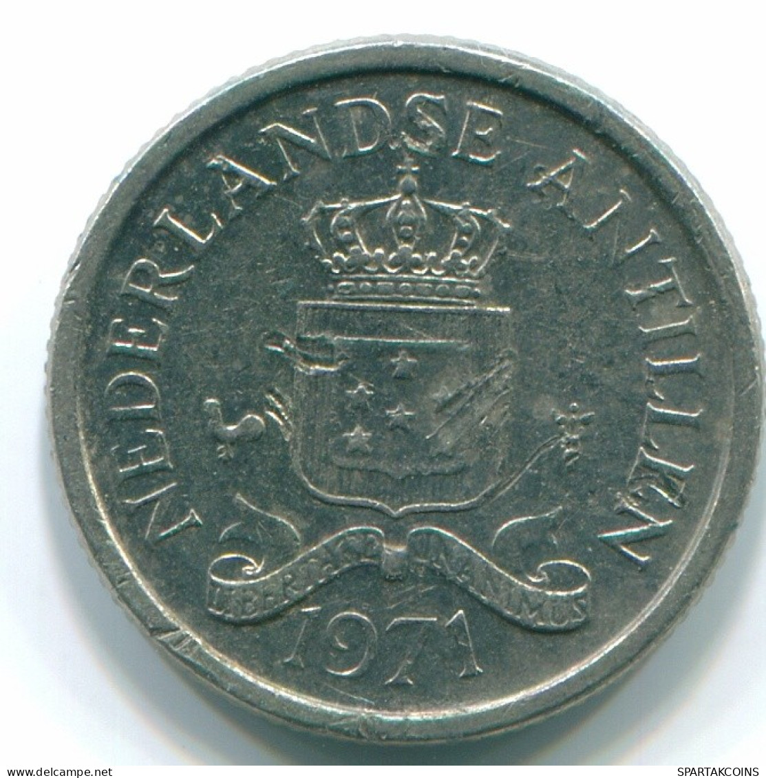 10 CENTS 1971 ANTILLES NÉERLANDAISES Nickel Colonial Pièce #S13410.F.A - Antillas Neerlandesas