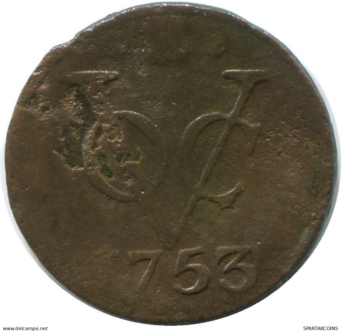 1753 UTRECHT VOC Duit NEERLANDÉS NETHERLANDS Colonial Moneda #VOC1327.12.E.A - Nederlands-Indië