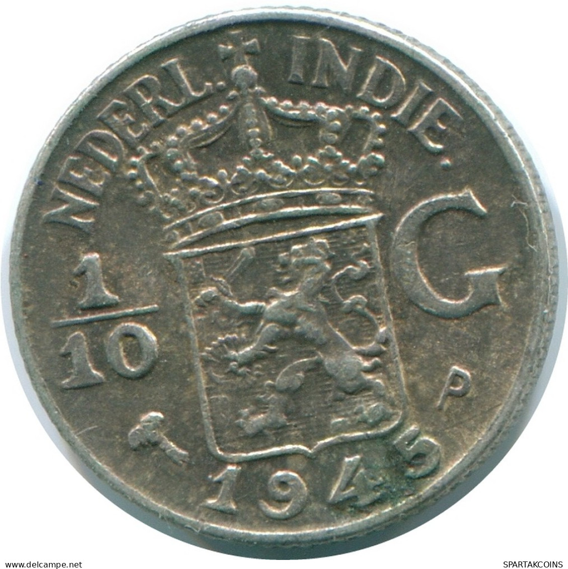 1/10 GULDEN 1945 P INDIAS ORIENTALES DE LOS PAÍSES BAJOS PLATA #NL14173.3.E.A - Indes Neerlandesas