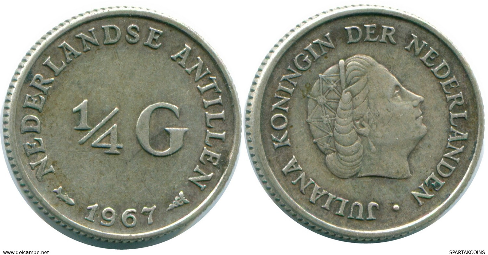 1/4 GULDEN 1967 NIEDERLÄNDISCHE ANTILLEN SILBER Koloniale Münze #NL11578.4.D.A - Niederländische Antillen