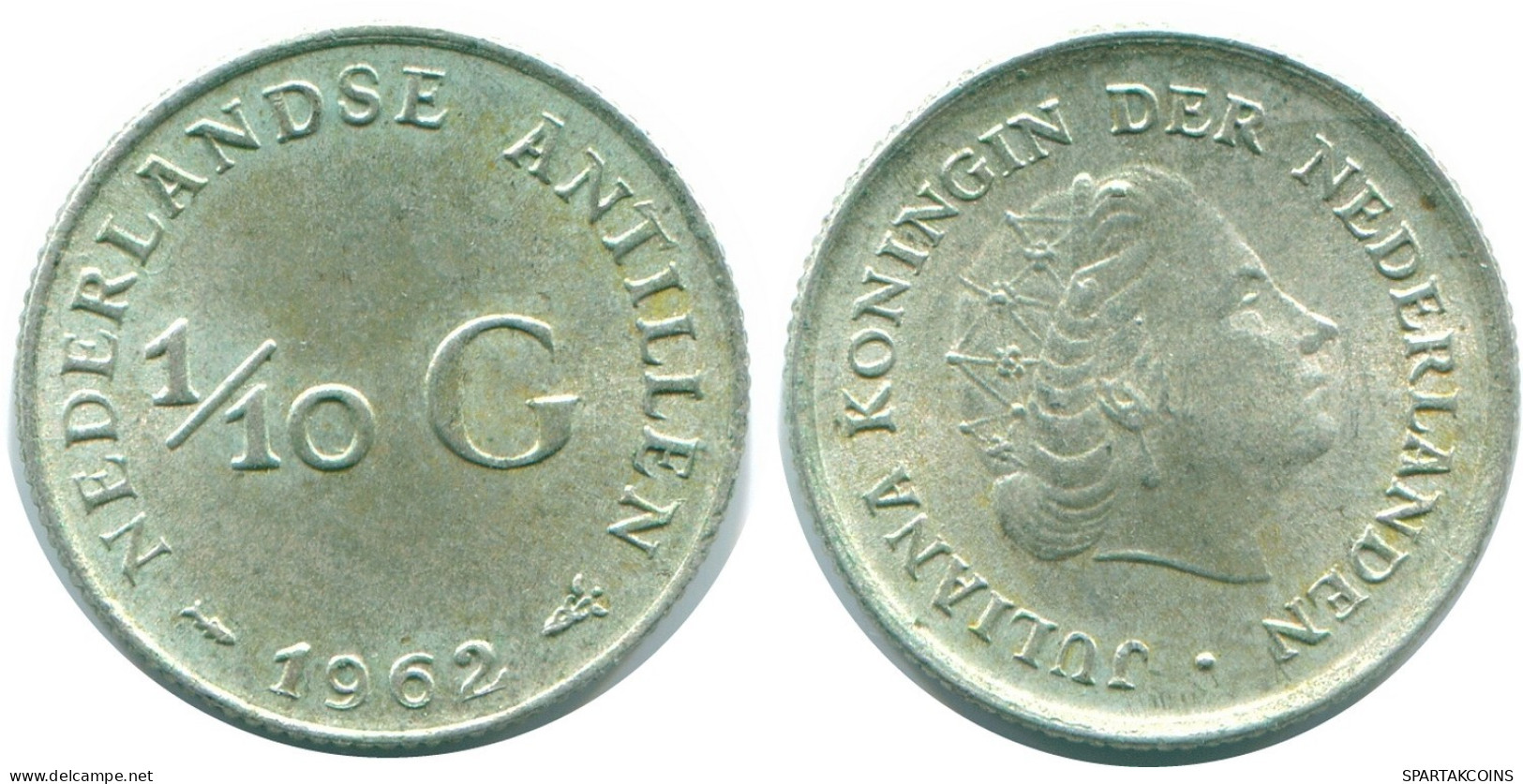 1/10 GULDEN 1962 NIEDERLÄNDISCHE ANTILLEN SILBER Koloniale Münze #NL12386.3.D.A - Antilles Néerlandaises