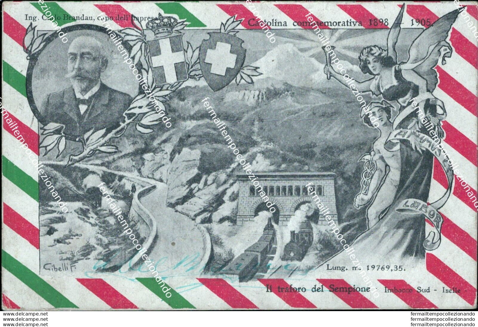 Bq284 Cartolina Commemorativa 1898 1905 Traforo Del Sempione - Biella