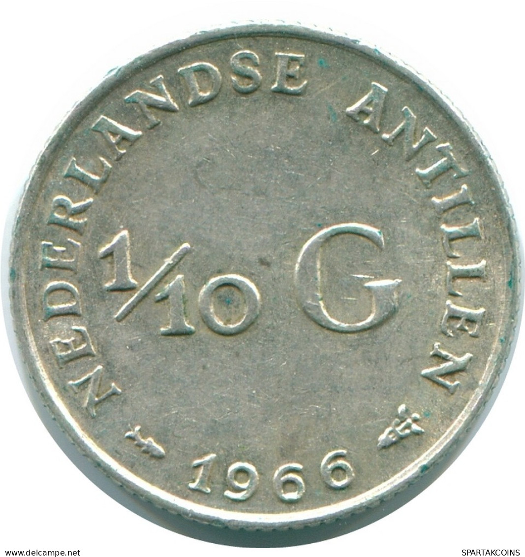 1/10 GULDEN 1966 ANTILLES NÉERLANDAISES ARGENT Colonial Pièce #NL12729.3.F.A - Netherlands Antilles