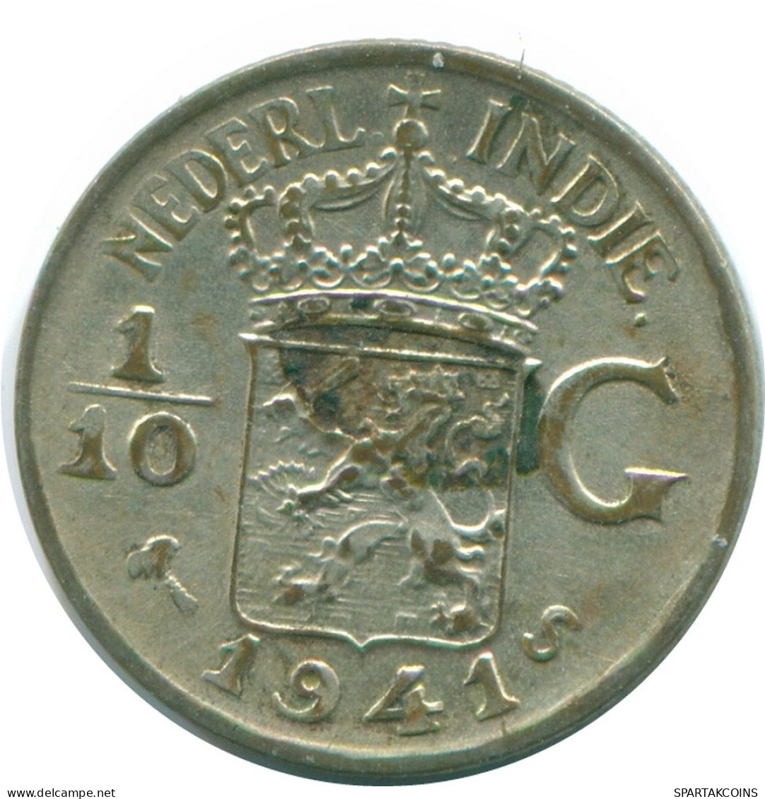 1/10 GULDEN 1941 S NETHERLANDS EAST INDIES SILVER Colonial Coin #NL13677.3.U.A - Dutch East Indies