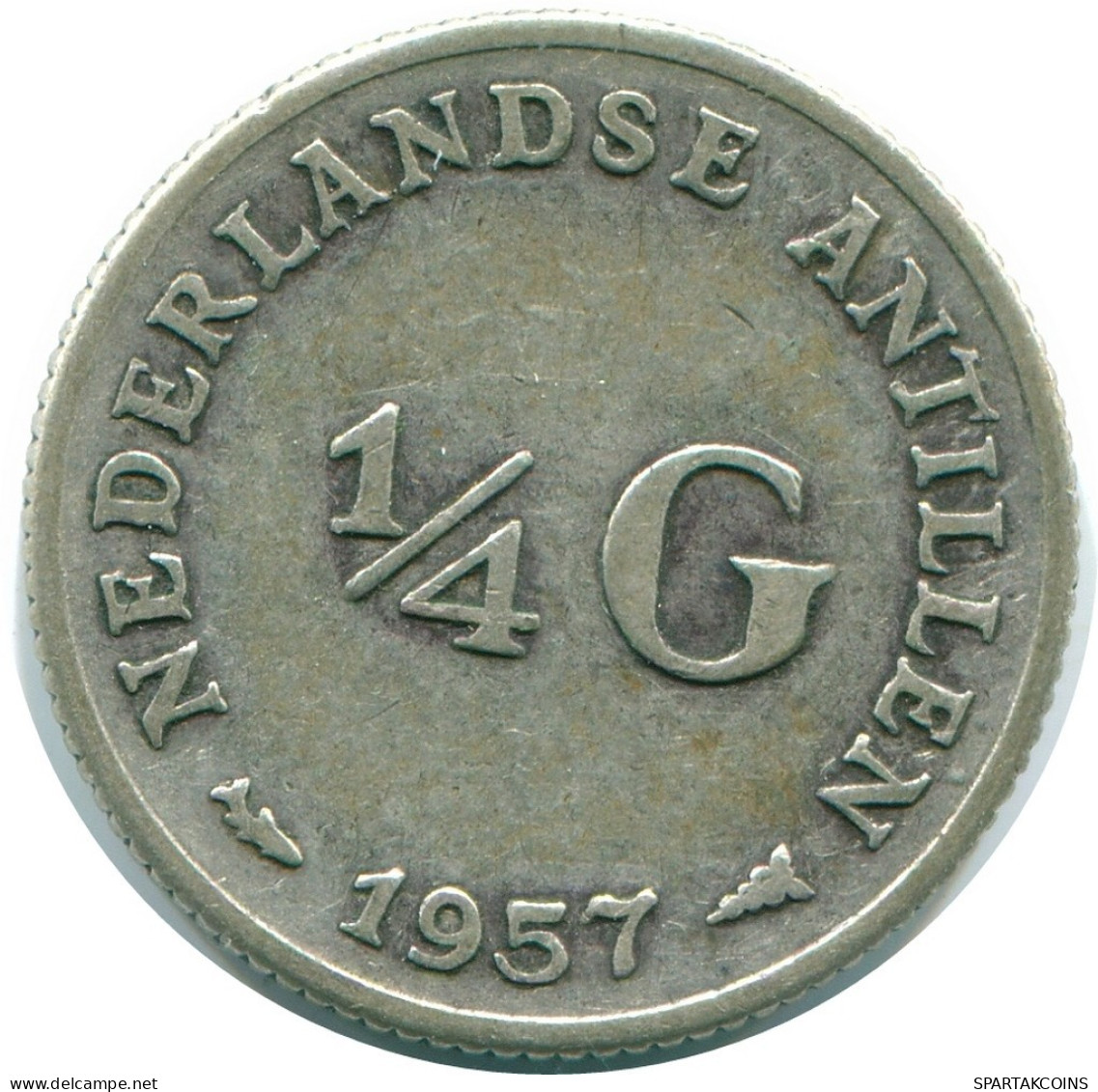1/4 GULDEN 1957 ANTILLAS NEERLANDESAS PLATA Colonial Moneda #NL10995.4.E.A - Antille Olandesi
