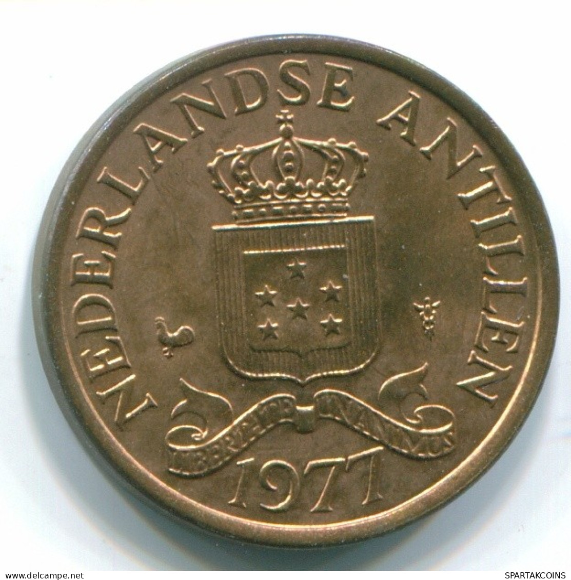 1 CENT 1977 ANTILLES NÉERLANDAISES Bronze Colonial Pièce #S10715.F.A - Antillas Neerlandesas