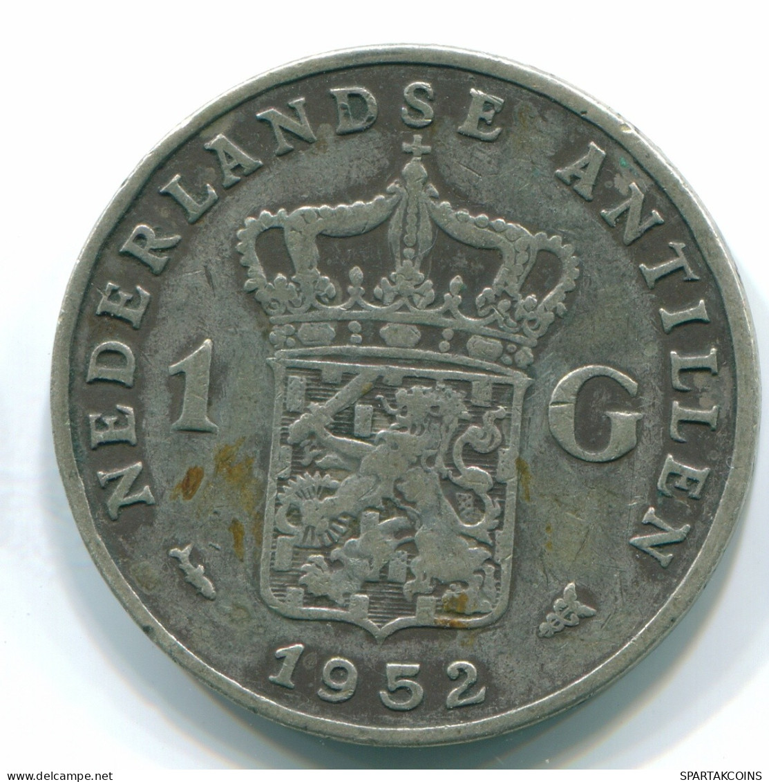 1 GULDEN 1952 ANTILLAS NEERLANDESAS PLATA Colonial Moneda #S11894.E.A - Antille Olandesi