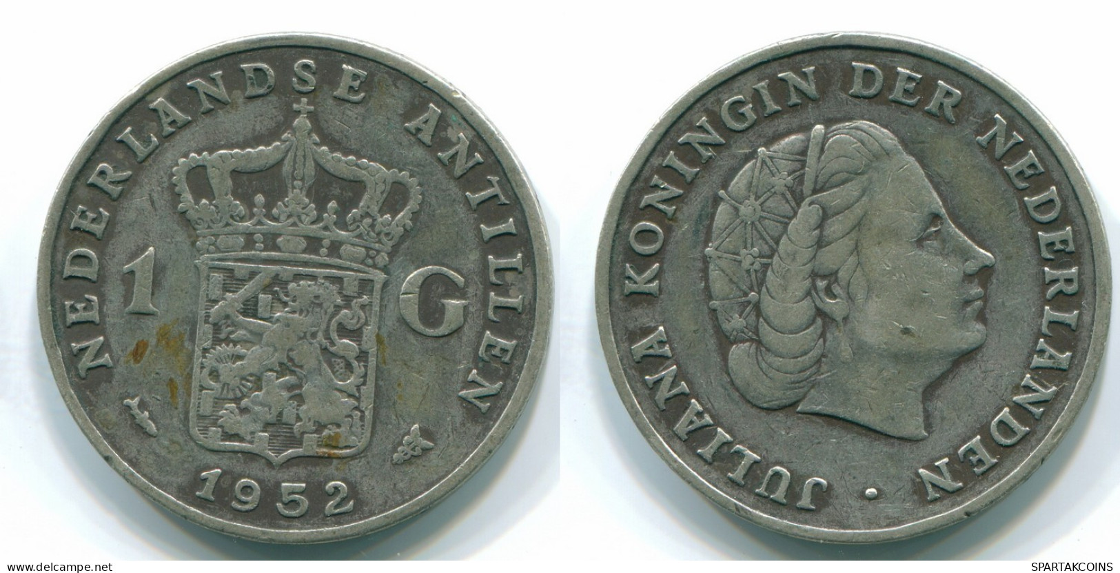 1 GULDEN 1952 ANTILLAS NEERLANDESAS PLATA Colonial Moneda #S11894.E.A - Antille Olandesi