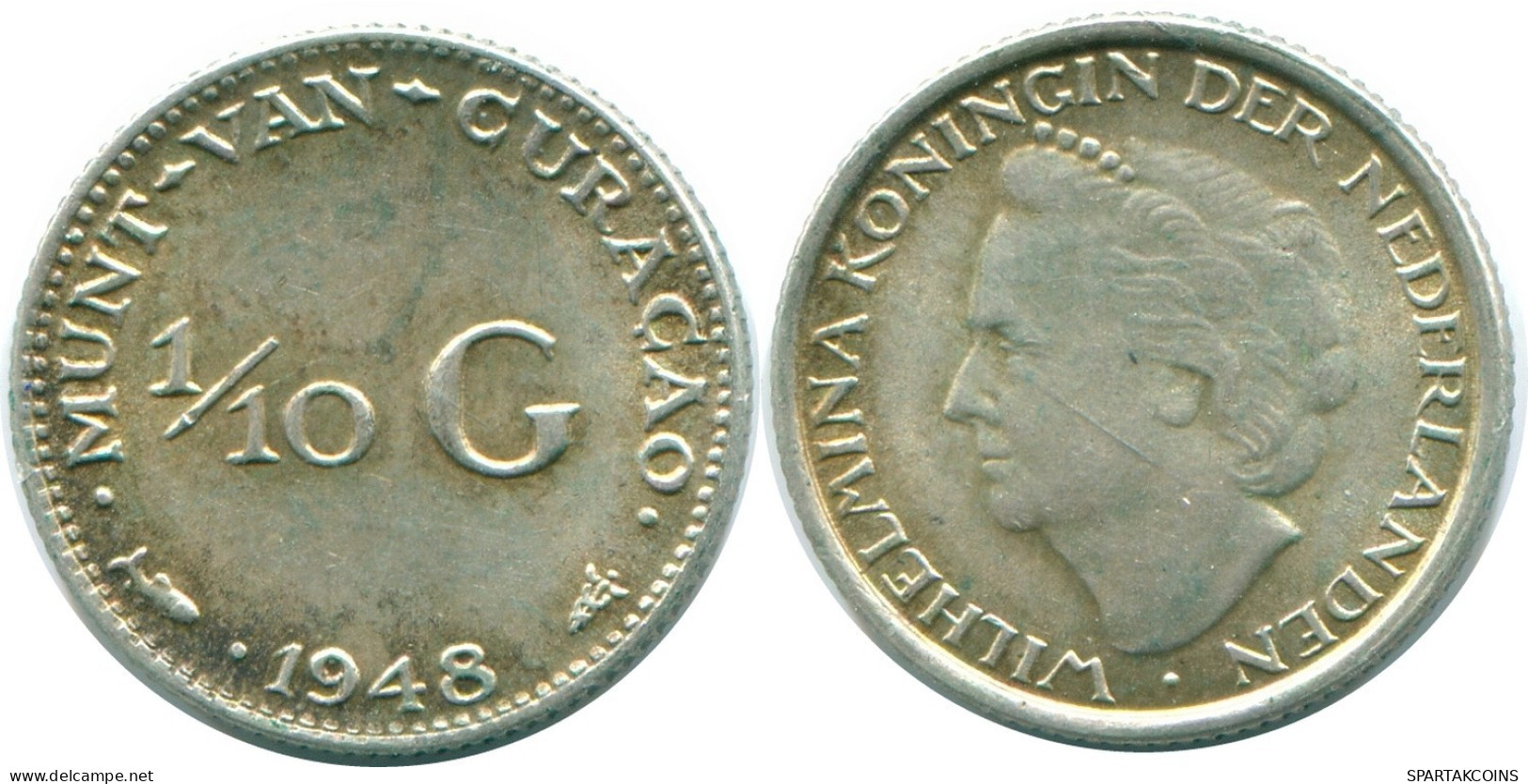 1/10 GULDEN 1948 CURACAO NIEDERLANDE SILBER Koloniale Münze #NL11909.3.D.A - Curaçao