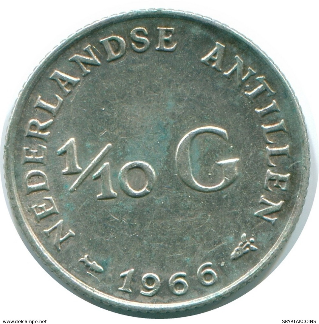 1/10 GULDEN 1966 ANTILLES NÉERLANDAISES ARGENT Colonial Pièce #NL12721.3.F.A - Antilles Néerlandaises