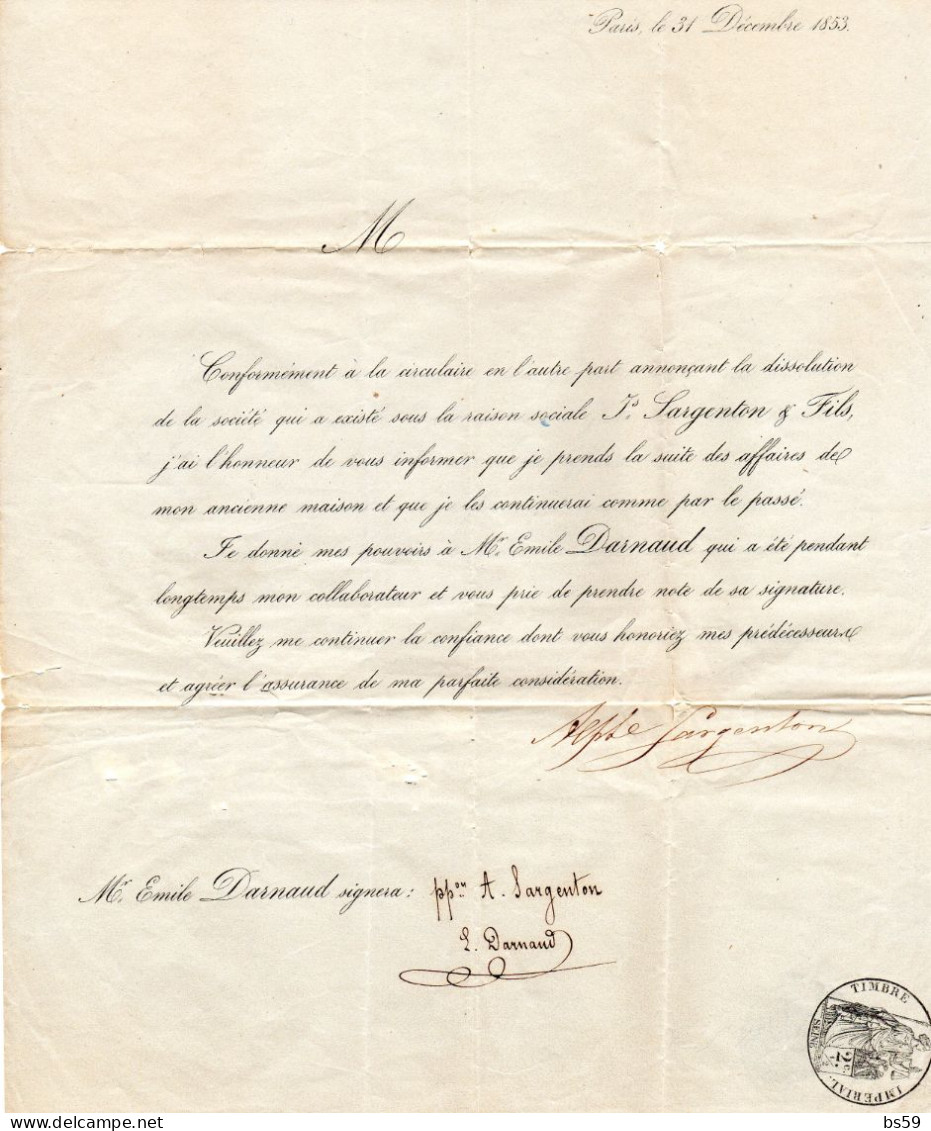 Paris - LAC (imprimé à Destination Bordeaux) Affr N° 13A Obl étoile Tàd Taxe 25c Type 2513 (erreur D'emploi) - 1849-1876: Classic Period