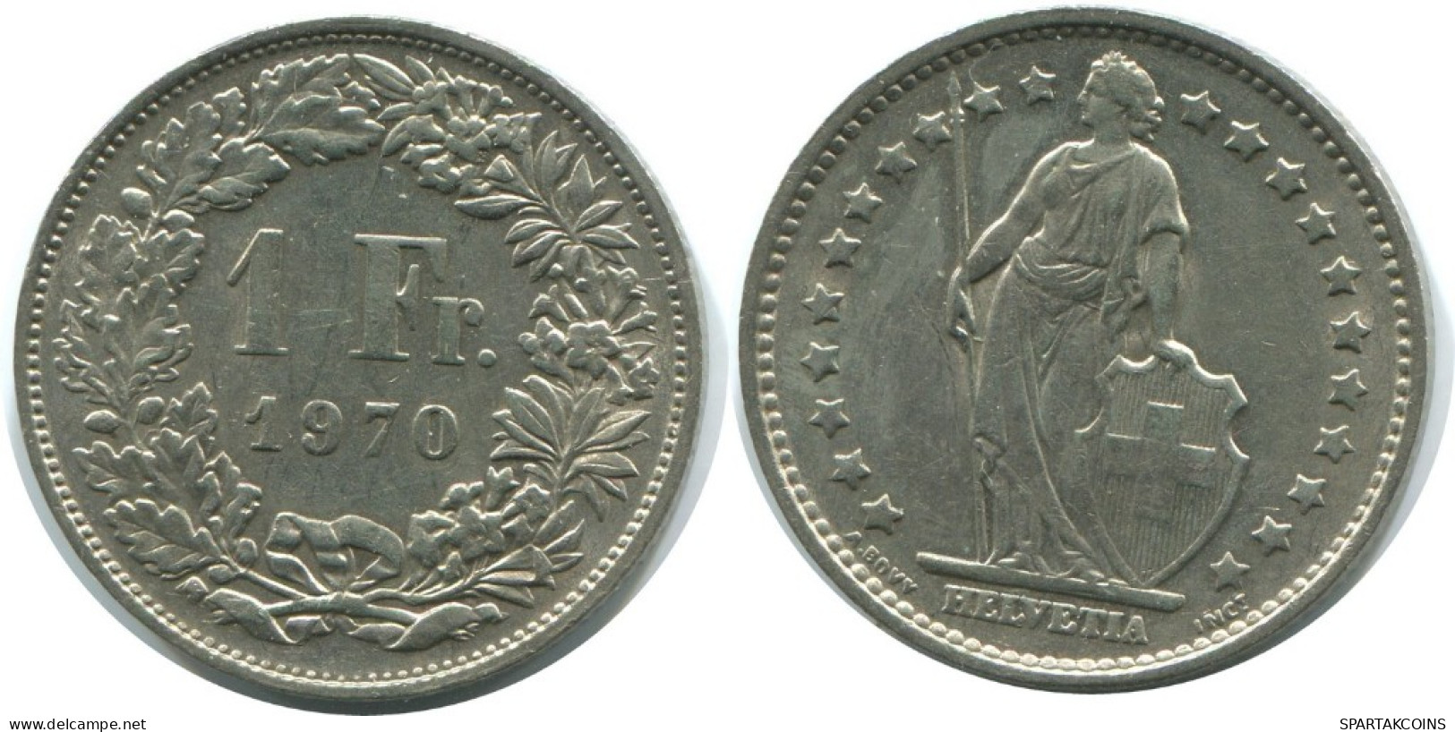 1 FRANC 1970 SCHWEIZ SWITZERLAND Münze HELVETIA #AD997.2.D.A - Sonstige & Ohne Zuordnung