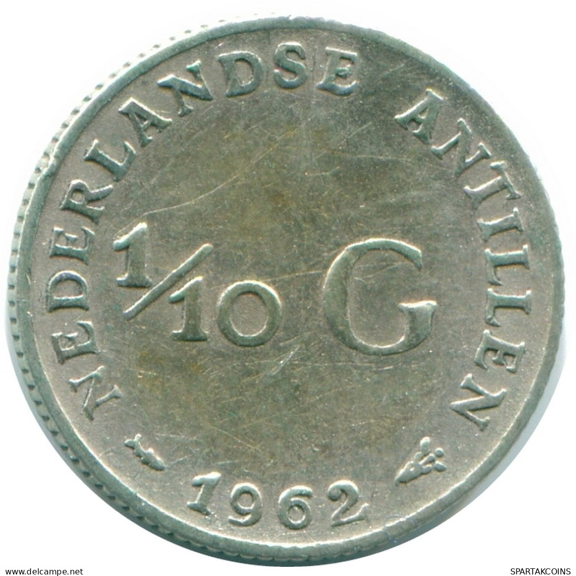 1/10 GULDEN 1962 ANTILLAS NEERLANDESAS PLATA Colonial Moneda #NL12395.3.E.A - Niederländische Antillen