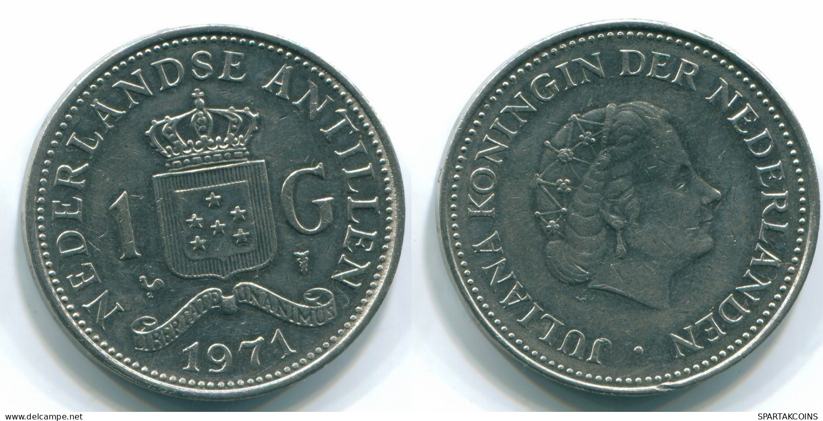 1 GULDEN 1971 ANTILLES NÉERLANDAISES Nickel Colonial Pièce #S11913.F.A - Nederlandse Antillen