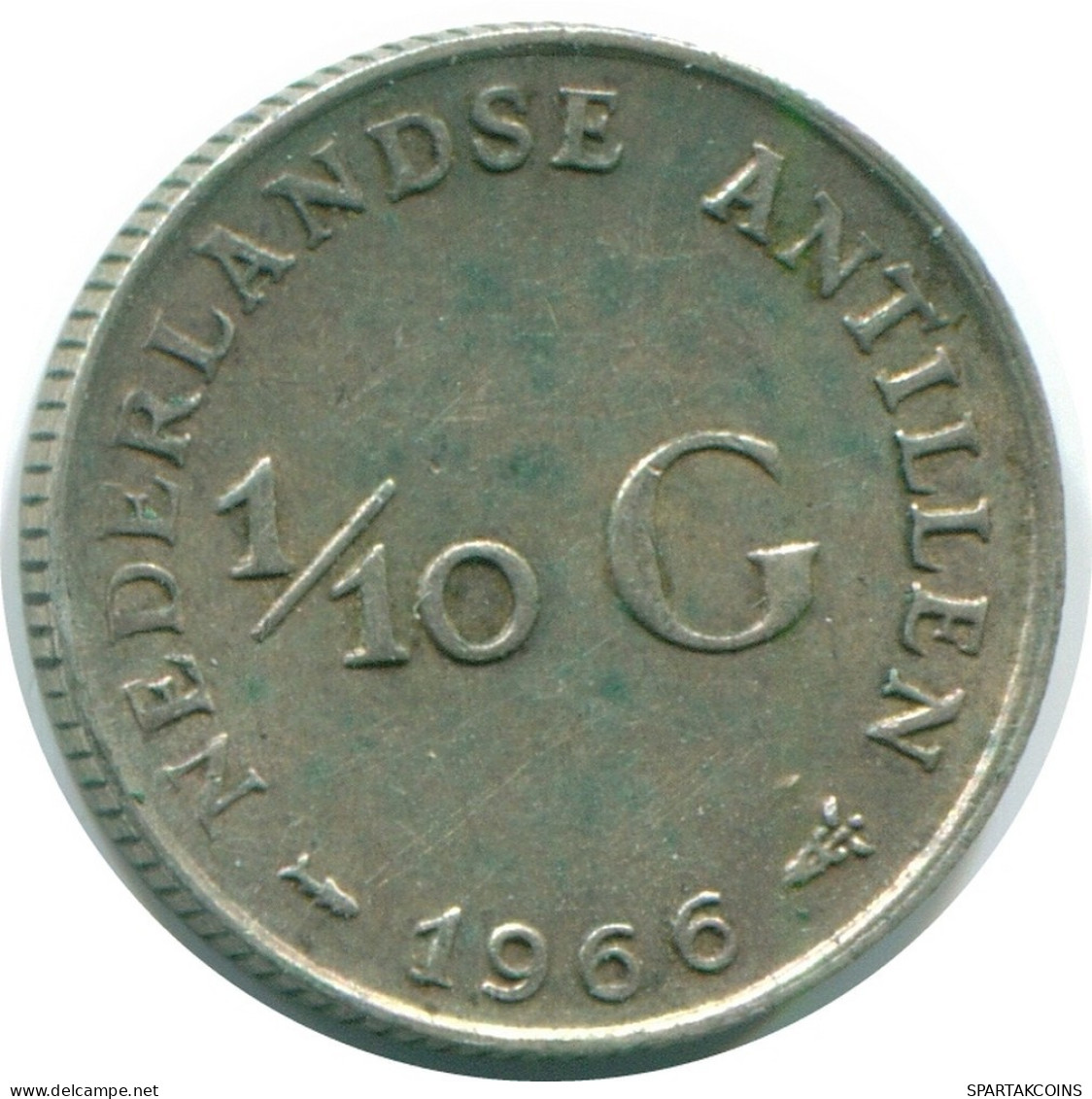 1/10 GULDEN 1966 ANTILLAS NEERLANDESAS PLATA Colonial Moneda #NL12765.3.E.A - Antille Olandesi