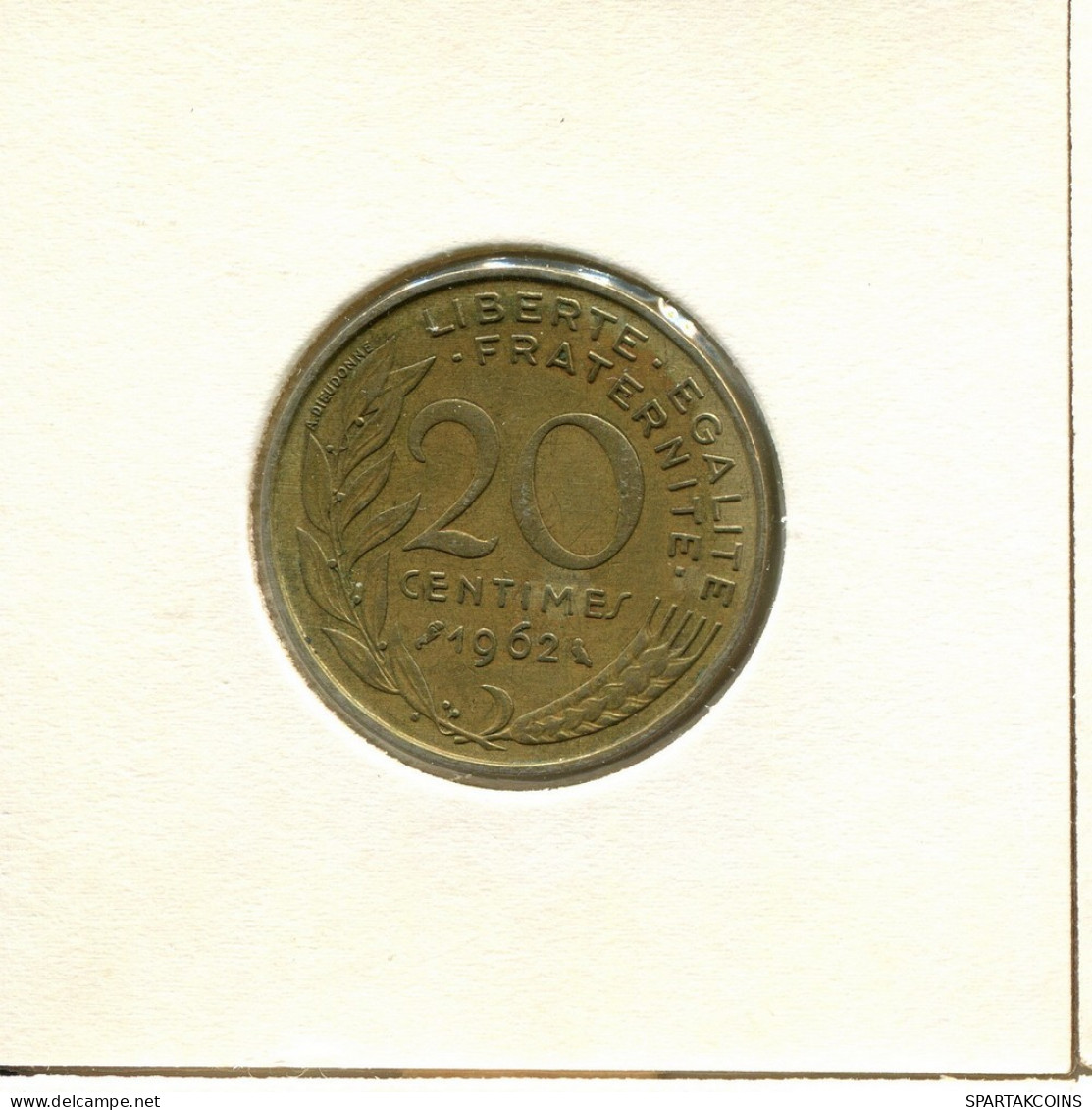 20 CENTIMES 1962 FRANKREICH FRANCE Französisch Münze #BB478.D.A - 20 Centimes