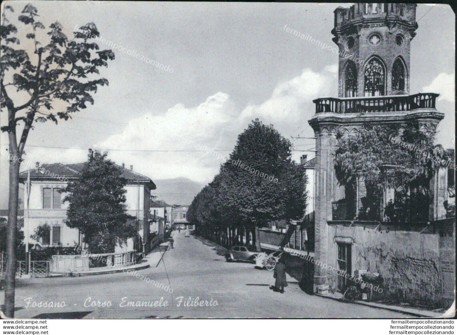 Ar158 Cartolina Fossano Corso Emanuele Filiberto Provincia Di Cuneo - Cuneo