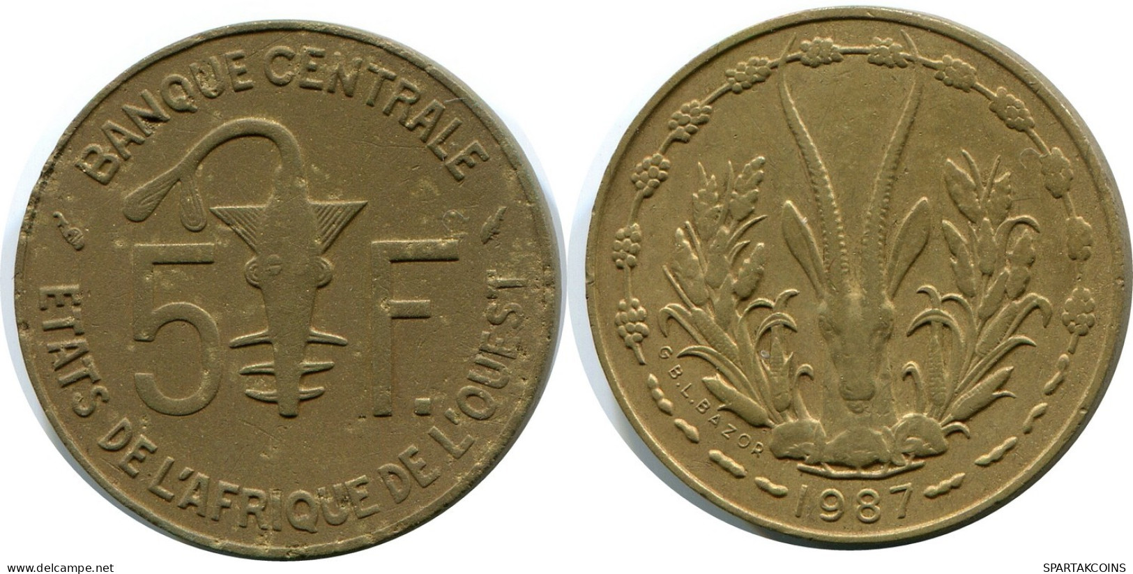 5 FRANCS 1987 WESTERN AFRICAN STATES Moneda #AP955.E.A - Autres – Afrique