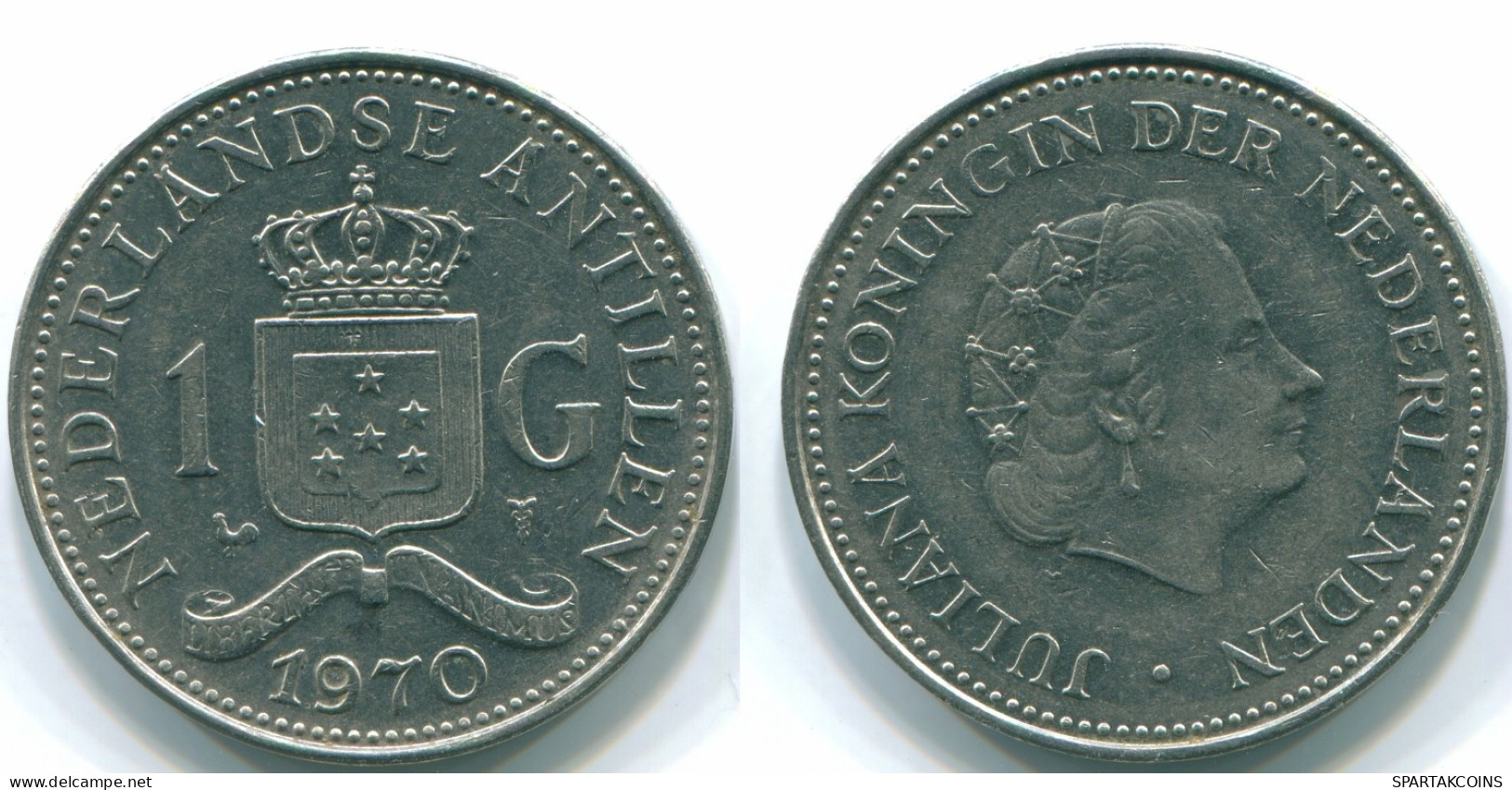 1 GULDEN 1970 ANTILLAS NEERLANDESAS Nickel Colonial Moneda #S11896.E.A - Nederlandse Antillen