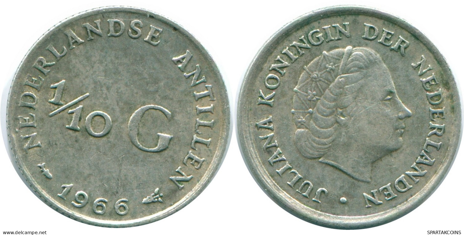 1/10 GULDEN 1966 NIEDERLÄNDISCHE ANTILLEN SILBER Koloniale Münze #NL12823.3.D.A - Niederländische Antillen