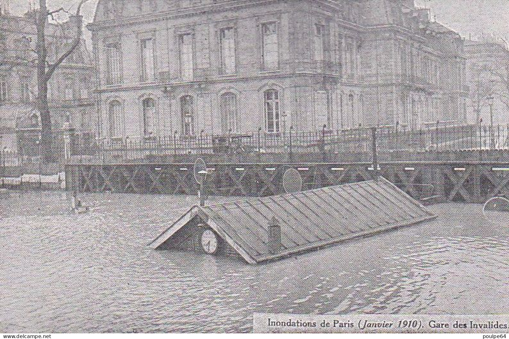La Gare Des Invalides : Vue Extérieure, Inondations En Janvier 1910 - (7-ème Arrondissement) - Métro Parisien, Gares