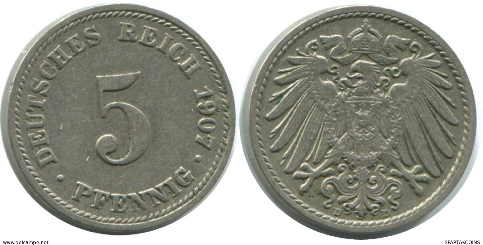 5 PFENNIG 1907 D ALEMANIA Moneda GERMANY #AE624.E.A - 5 Pfennig