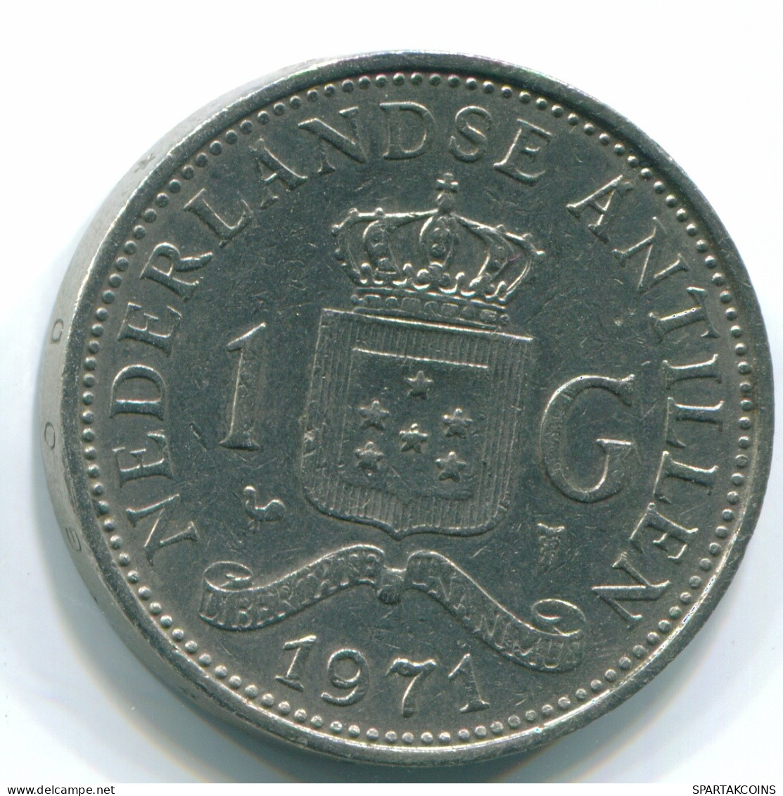 1 GULDEN 1971 ANTILLES NÉERLANDAISES Nickel Colonial Pièce #S11967.F.A - Niederländische Antillen