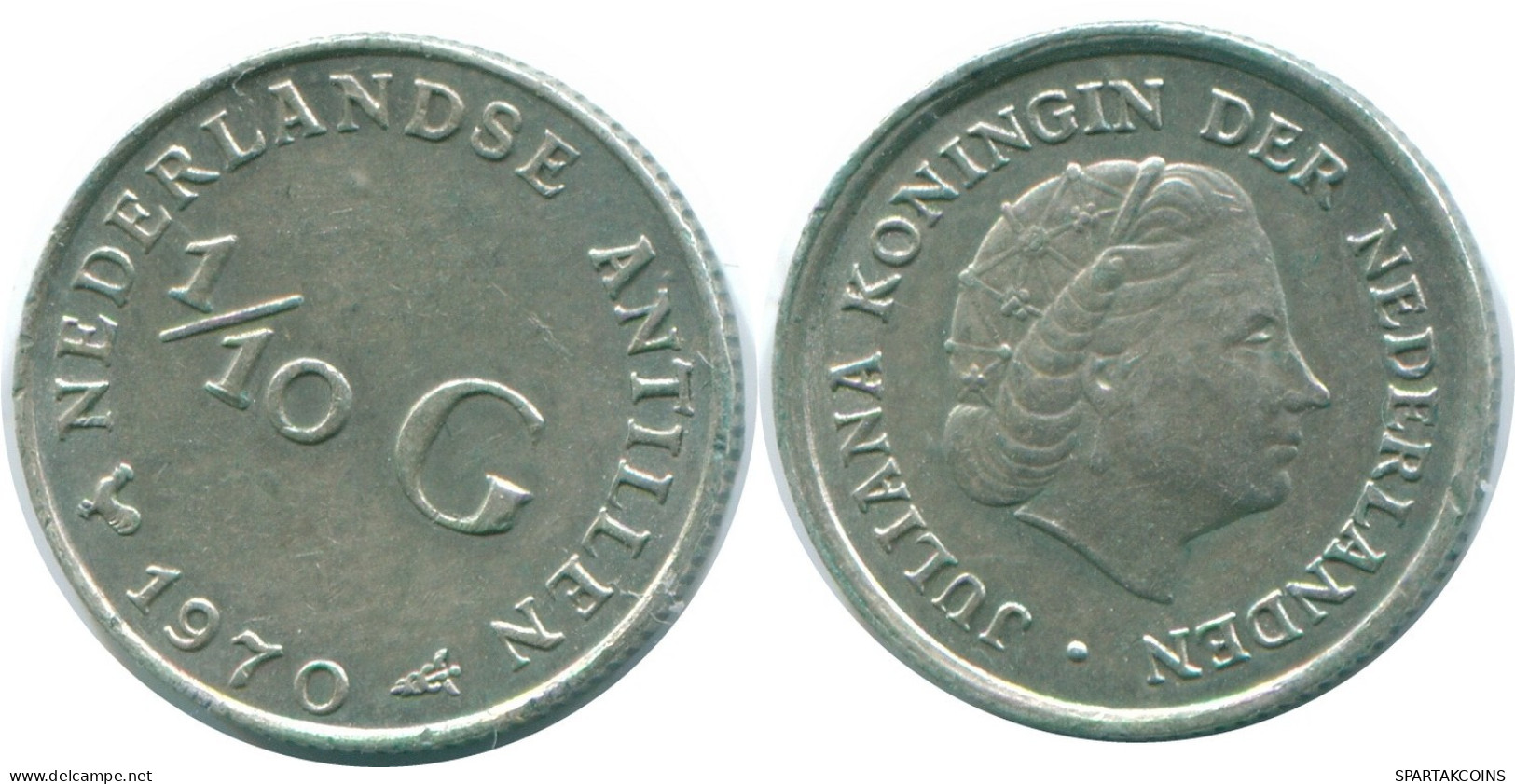 1/10 GULDEN 1970 NIEDERLÄNDISCHE ANTILLEN SILBER Koloniale Münze #NL12962.3.D.A - Niederländische Antillen