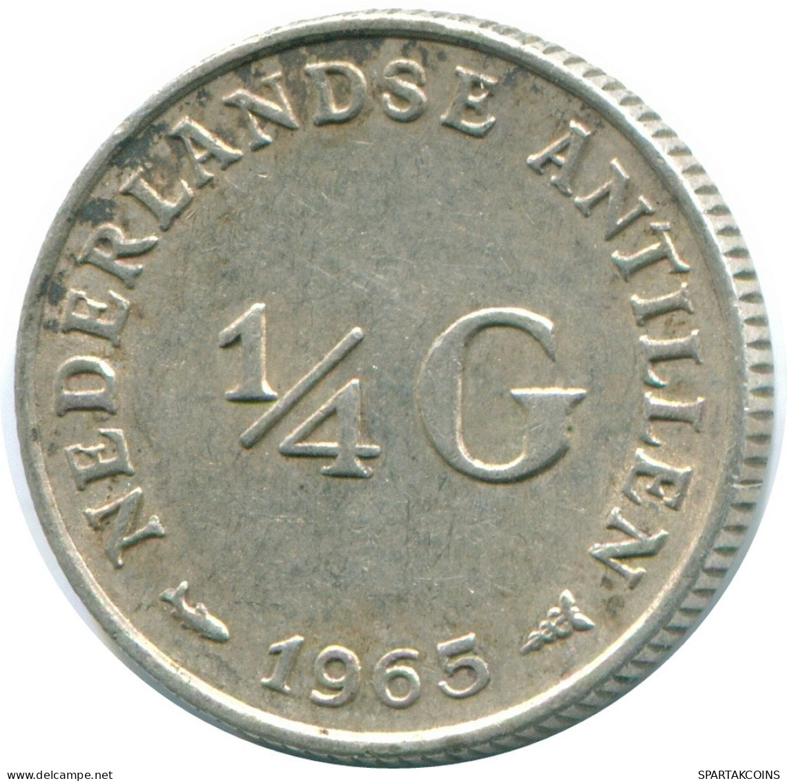 1/4 GULDEN 1965 ANTILLES NÉERLANDAISES ARGENT Colonial Pièce #NL11324.4.F.A - Antilles Néerlandaises