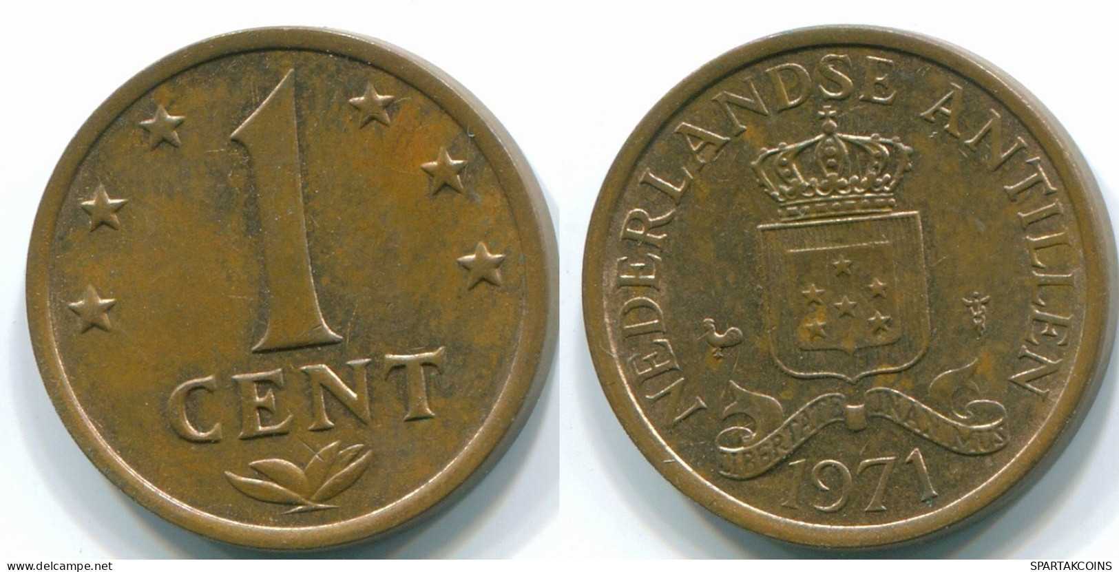 1 CENT 1971 ANTILLAS NEERLANDESAS Bronze Colonial Moneda #S10609.E.A - Antilles Néerlandaises